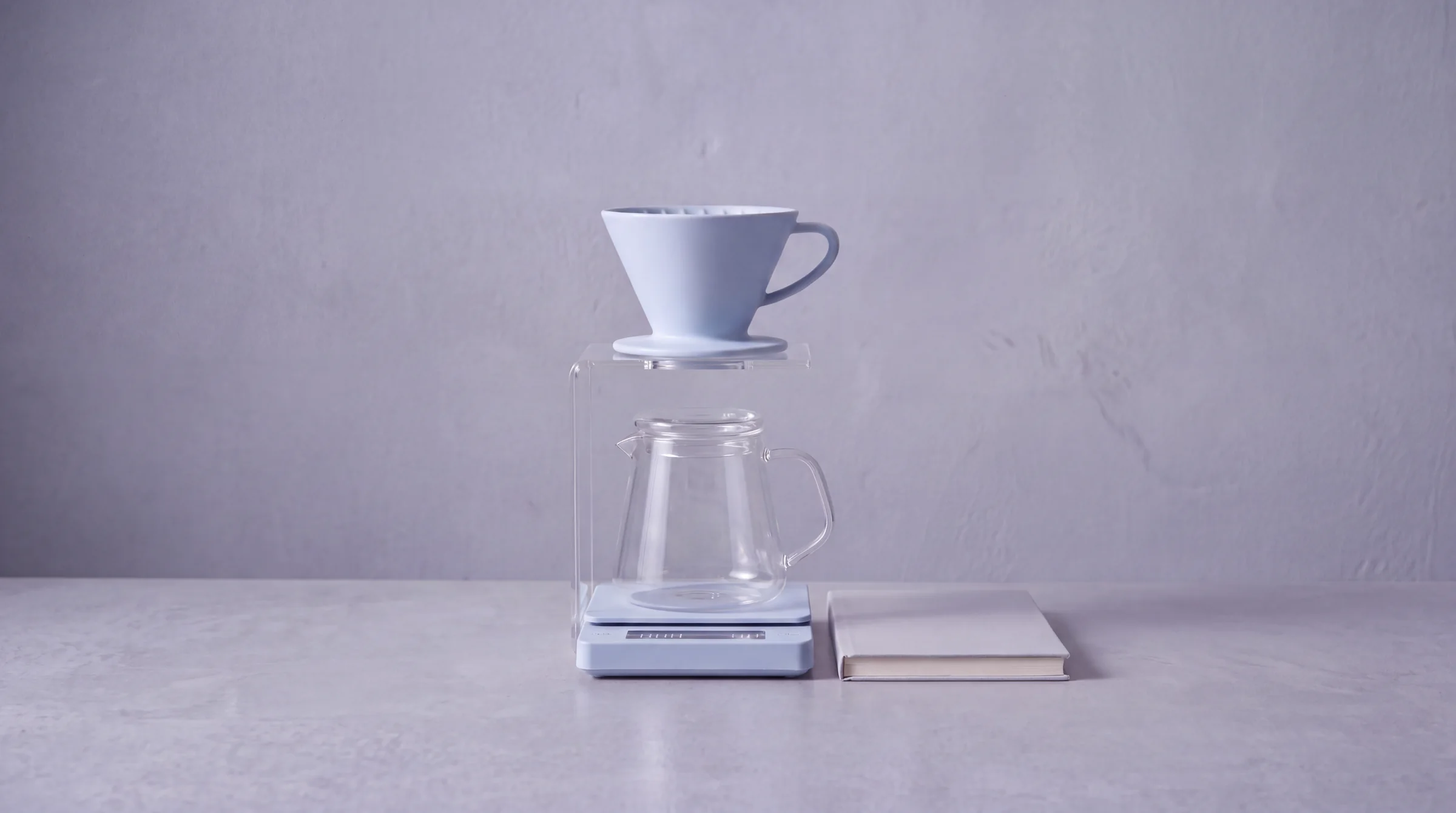 Pour-Over Scale Set arranged on a cool gray countertop