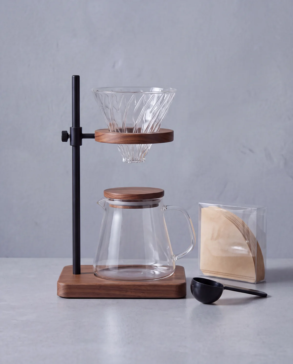 Wood Stand Pour-Over Set, 5-part set